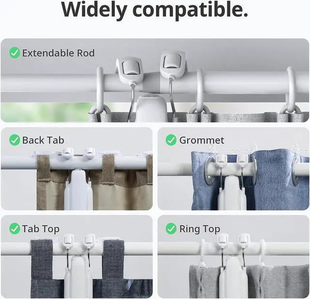 Alt view image 4 of 7 - SwitchBot Automatic Curtain Opener - Bluetooth Remote Control Smart Curtain with App/Timer, Upgraded High-Performance Motor, Add Hub to Work with Alexa, Google Home, HomeKit (Curtain 3, Rod)