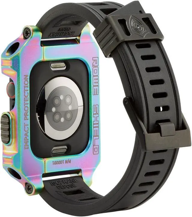 Alt view image 4 of 6 - Rowe Tactical - Rowe Shield Apple Watch Case for Series 7/8, Size 45mm with ISOFrane Band - CNC Machined Aerospace Aluminum 6061-T651, PVD Chameleon Iridescent