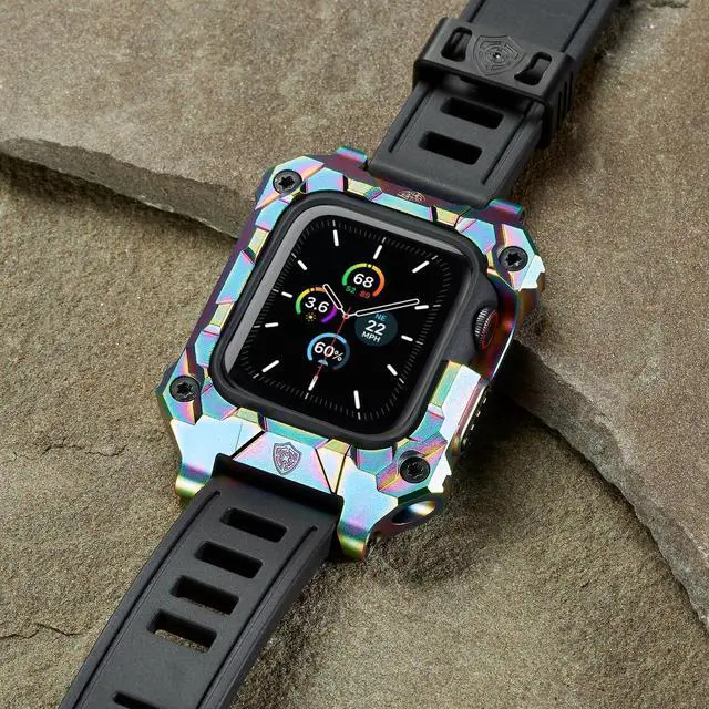 Alt view image 6 of 6 - Rowe Tactical - Rowe Shield Apple Watch Case for Series 7/8, Size 45mm with ISOFrane Band - CNC Machined Aerospace Aluminum 6061-T651, PVD Chameleon Iridescent