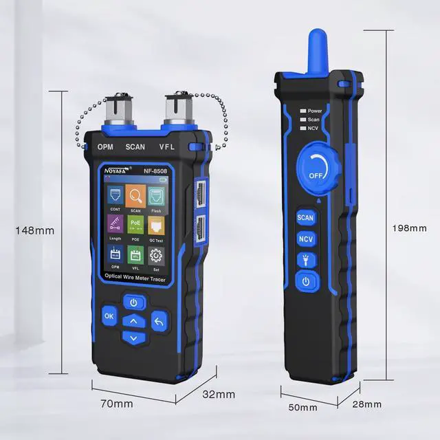 Alt view image 7 of 7 - NF-8508 9 in 1 Multifunctional Network Cable Tester Optical Wire Tracer Optical Fiber Power Meter NCV Function Li-ion Battery USB Charge LED Light