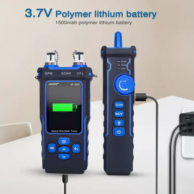 Alt view image 6 of 7 - NF-8508 9 in 1 Multifunctional Network Cable Tester Optical Wire Tracer Optical Fiber Power Meter NCV Function Li-ion Battery USB Charge LED Light