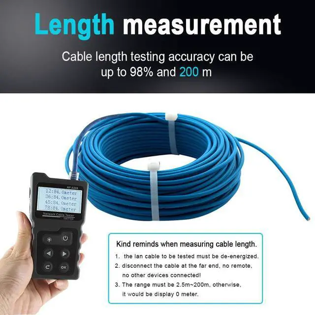 Alt view image 5 of 7 - Network Cable Tester NF-8209 Wire Tracker Network Tool Scan Cable Wiremap Tester CAT5 CAT6 Cable Length Measurement, PoE Testing, NCV Function