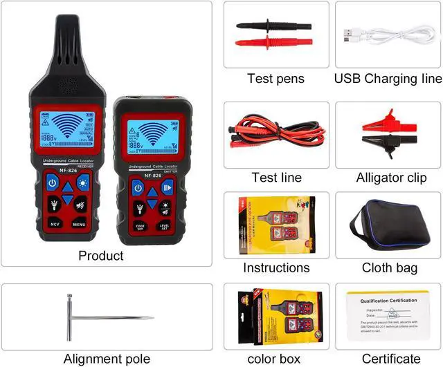 Alt view image 7 of 7 - NOYAFA Underground Cable Tester Locator Wire Tracker Detector, Detection of Wall and Underground Cables, Electrical Lines, Water and Gas Supply Pipeline Path