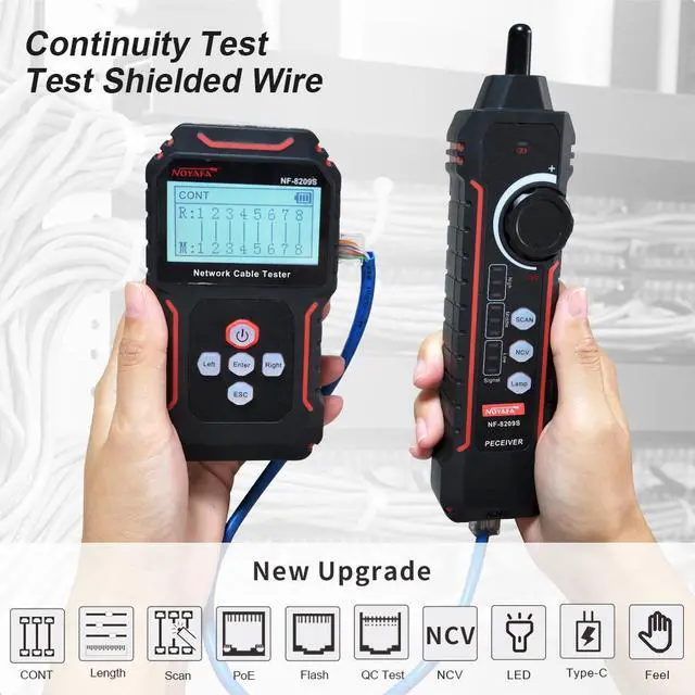Alt view image 2 of 7 - NOYAFA NF-8209S Upgrade Advanced Network Cable Tester with PoE& NCV,Cable Length Test,Port Flashing,Multifunction Anti Interference Scanning Modes Wire Tracker