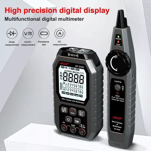 Alt view image 5 of 7 - NOYAFA NF-8509  Multimeter Tester Network Line Cable Finder for POE Test with NCV AC DC LCD Wire Tracker