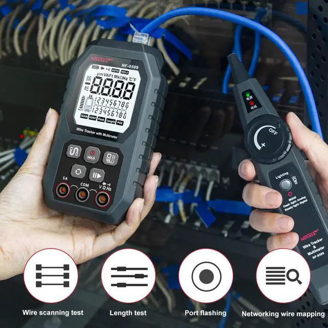 Alt view image 6 of 7 - NOYAFA NF-8509  Multimeter Tester Network Line Cable Finder for POE Test with NCV AC DC LCD Wire Tracker