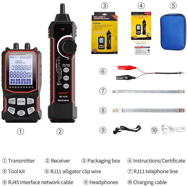 Alt view image 7 of 7 - Noyafa NF-918S Network Cable Tester with LCD Display and PoE Checker Optical Power Meter Visual Fault Locator for Home Improvement