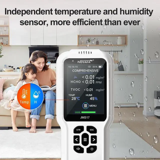 Alt view image 3 of 7 - NOYAFA 4 in 1 Formaldehyde Detector with TVOC Temperature and Humidity Measurement for Home Improvement JMS17