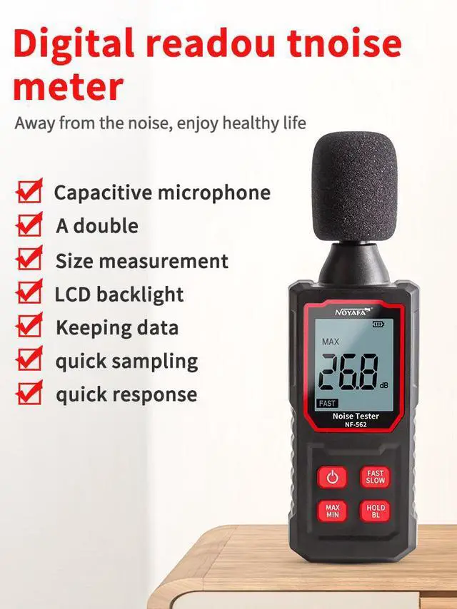 Main image of NOYAFA Precision Noise Meter Digital decibel tester for measuring 30~130 dB noise volume NF-562