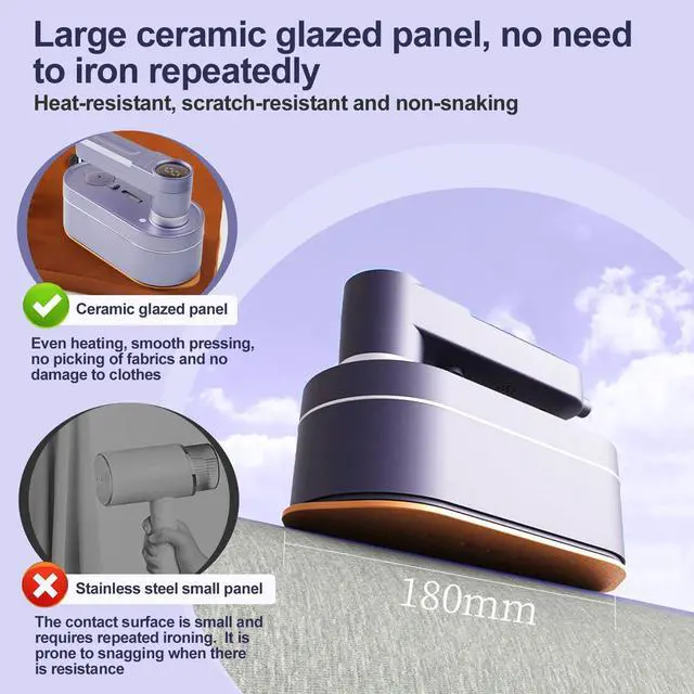 Alt view image 2 of 7 - NF-STEAM IRCN Portable Folding Handheld Steam Iron Mini Garment Steamer  for Clothes Wet and Dry Ironing Compact Travel and Home Use