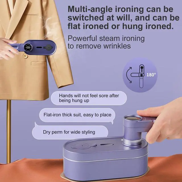 Alt view image 3 of 7 - NF-STEAM IRCN Portable Folding Handheld Steam Iron Mini Garment Steamer  for Clothes Wet and Dry Ironing Compact Travel and Home Use