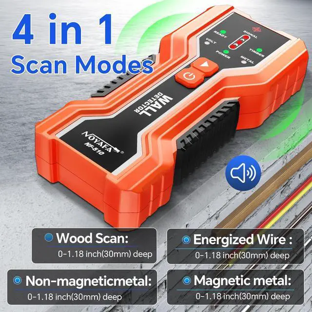 Alt view image 2 of 7 - NOYAFA Stud Finder,3-in-1 Electronic Stud Finder Wall Scanner | Multi-Detection for Wood/Metal/Joists/Pipes/Live AC Wires,Upgraded Intelligent Chip with Audible Alarm, Battery Included