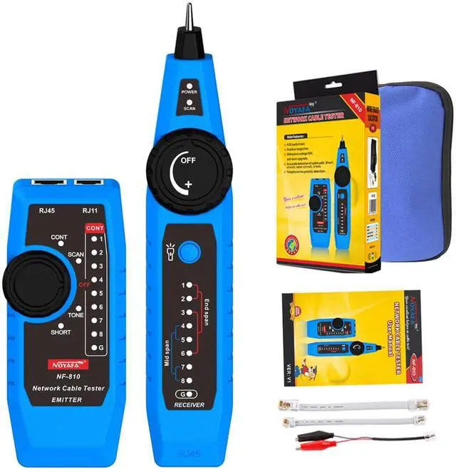 Main image of NOYAFA NF-810 Multifunctional Network Cable Tester, Ethernet LAN Network Wire Tracker with LED Light, Network line Scanning, PoE Tester, Network Line Finder for RJ11 RJ45 Cable Tracer,Telephone Line