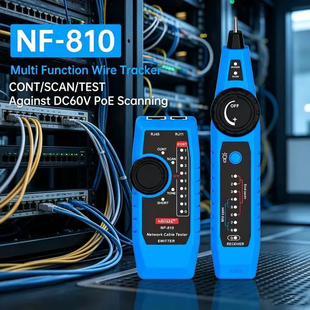 Alt view image 2 of 7 - NOYAFA NF-810 Multifunctional Network Cable Tester, Ethernet LAN Network Wire Tracker with LED Light, Network line Scanning, PoE Tester, Network Line Finder for RJ11 RJ45 Cable Tracer,Telephone Line