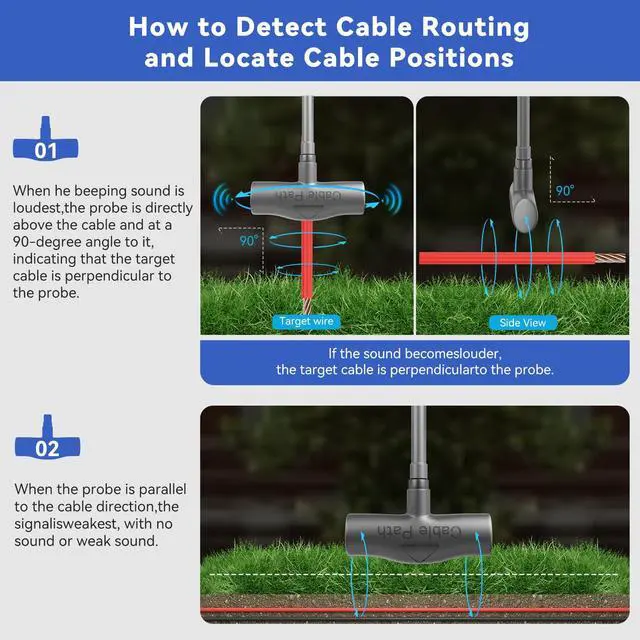 Alt view image 2 of 7 - NOYAFA Underground Wire Locator - Circuit Tracer Pet Fence, Electrical, Network & Irrigation Wires, Rechargeable Battery, LED Flashlight, Easy Cable Break Detection, NF-816LS
