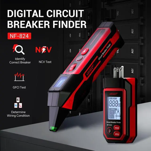 Alt view image 2 of 7 - NOYAFA NF-824 Circuit Breaker Finder with LCD Display & GFCI Outlet Tester | Rechargeable NCV AC Electric Tester Circuit Tracer Tool with Flashlight & Adjustable Sensitivity
