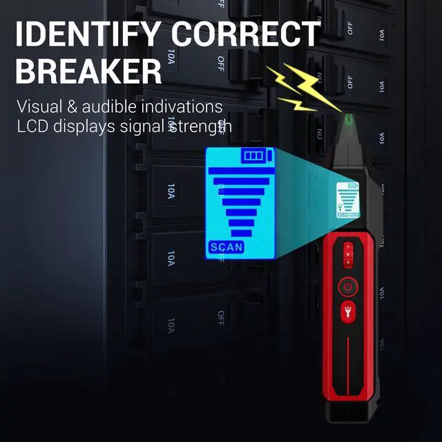 Alt view image 3 of 7 - NOYAFA NF-824 Circuit Breaker Finder with LCD Display & GFCI Outlet Tester | Rechargeable NCV AC Electric Tester Circuit Tracer Tool with Flashlight & Adjustable Sensitivity