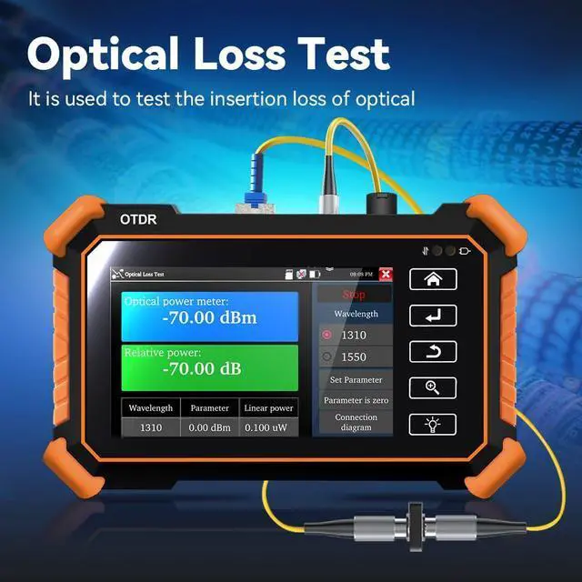 Alt view image 7 of 7 - New Upgraded OTDR Optical Fiber Tester, Fiber Network Tester | Support Event Map Optical Power Meter OLS(Loss Test) VFL LS(Light Source) Length Ping POE Test, IP Scan RJ45 Network Tools