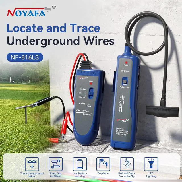 Alt view image 5 of 7 - NOYAFA Underground Wire Locator - Circuit Tracer Pet Fence, Electrical, Network & Irrigation Wires, Rechargeable Battery, LED Flashlight, Easy Cable Break Detection, NF-816LS