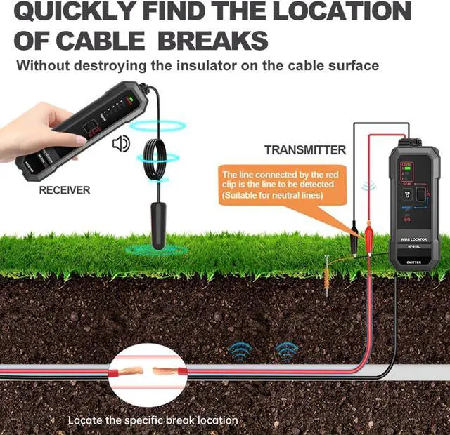 Alt view image 2 of 7 - NOYAFA Underground Wire Locator, Underground Cable Locator for Pet Fence | Buried Sprinkler Valve, Electrical Wire Tracer Cable Tester for Locating Irrigation Tone Generator Kit