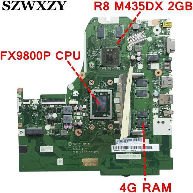 Main image of 5B20L71649 For 310-15ABR Laptop Motherboard R8 M435DX 2GB GPU FX9800P CPU 4GB RAM NMA741