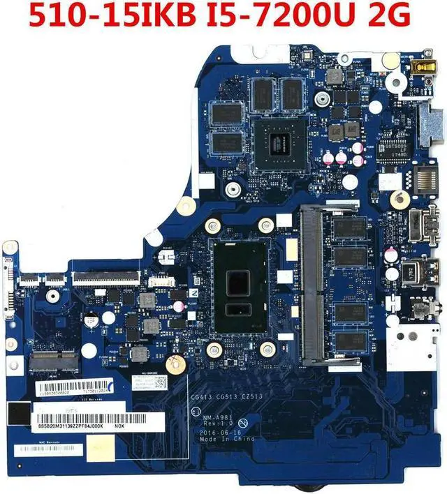 Main image of For 510-15IKB Laptop Motherboard 5B20M31139 CG413 CG513 CZ513 NM-A981 SR2ZU i5-7200U DDR4 940MX