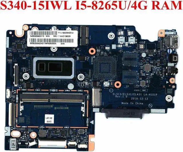 Main image of For S340-15IWL Laptop Motherboard 5B20S42042 LA-H101P I5-8265U CPU 4GB RAM