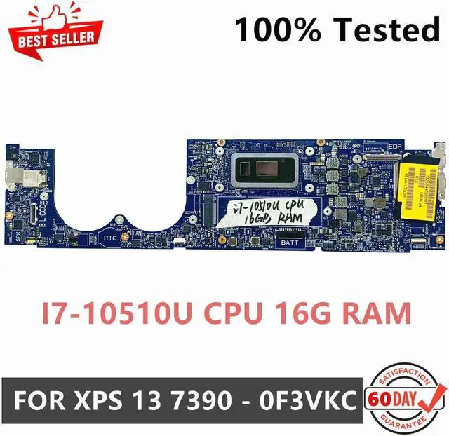 Main image of For XPS 13 7390 Laptop Motherboard EDP35 LA-H931P CN-0F3VKC 0F3VKC F3VKC With I7-10510U CPU 16G RAM