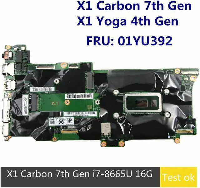 Main image of For X1 Carbon 7th Gen X1 Yoga 4th Gen Laptop Motherboard with CPU i7-8665U 16GB FRU 01YU392