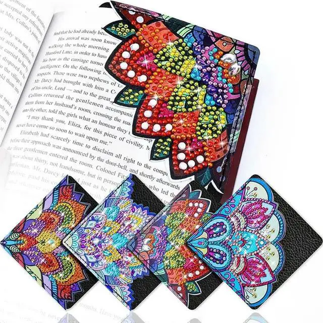 Main image of 4 PCS Diamond Painting Bookmarks Cute Diamond Art Bookmarks DIY Corner Bookmark Diamond Painting Kits For Book Lovers