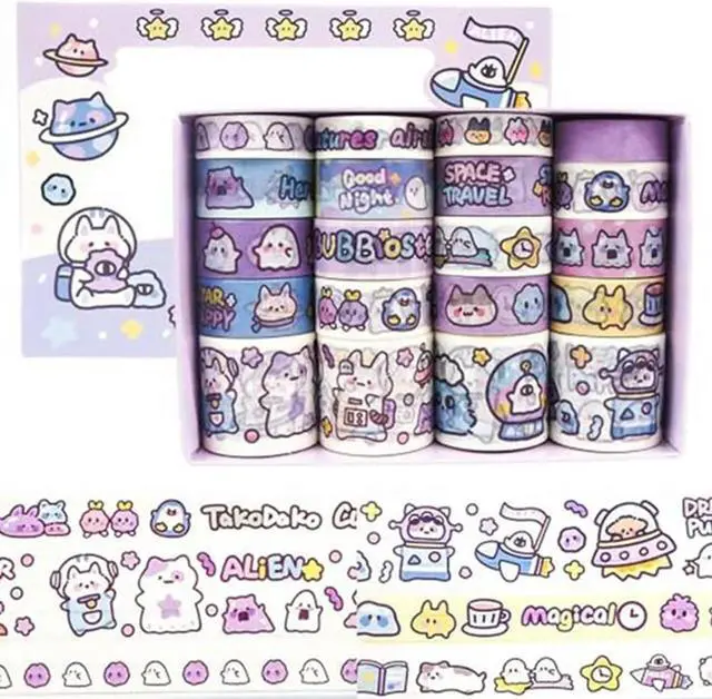 Main image of Cute Washi Tape Set - 20 Rolls, Kawaii Animals Aesthetic Decorative Masking Tape Sets For Scrapbook, DIY Crafts Gift Easy To Use