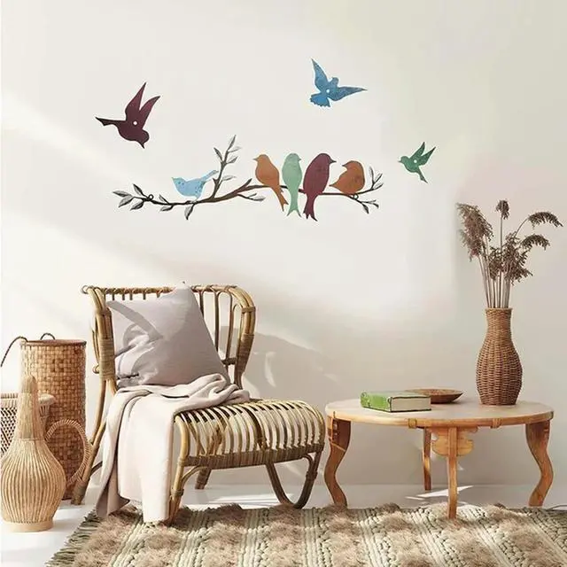 Main image of Metal Bird Wall Art Birds On The Branch Wall Decor Leaves With Birds Metal Sculpture Bird Silhouette Metal Ornament
