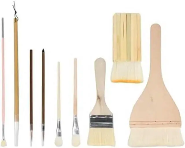 Main image of Pottery Glaze Brushes Ceramic Brushes 9 Different Shapes As Shown Wooden Art Brush Set Oil Painting Canvas
