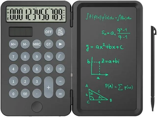 Main image of Solar Calculator With Writing Tablet Mute Portable And Foldable Desktop Calculator Drawing Pad For Office Meeting