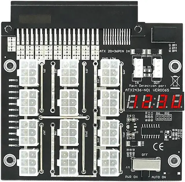 Main image of ATX 12 Ports 6Pin Breakout Board Power Supply Converter With Flash LED For PSU Server 750W 1100W 2000W For Mining