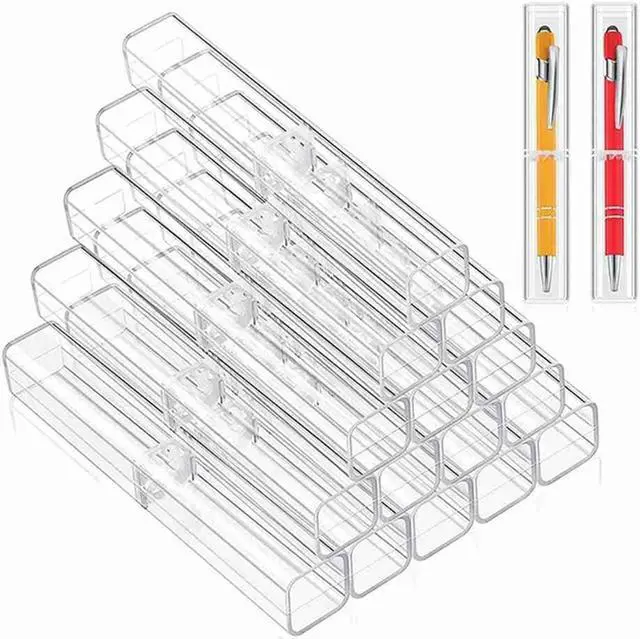 Main image of 20 Pieces Plastic Clear Acrylic Pen Case, Gift Empty Pencil Boxes Plastic Pen Container For Student School Office Supply