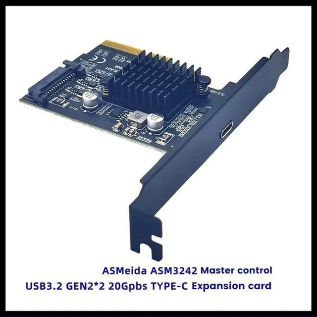 Main image of Expansion Card Pcie To Type-C PCI Express PCI-E 4X To USB3.2 GEN2X2 20Gbps ASM3242 Adapter