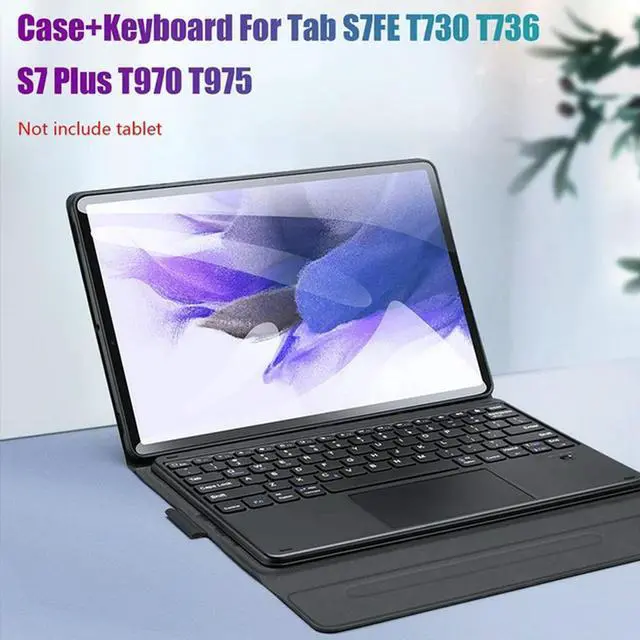 Main image of PU Case+Keyboard For Tab S7FE T730/T736/ S7 Plus T970/T975 12.4 Inch Tablet Case BT5.0 Keyboard With Touchpad