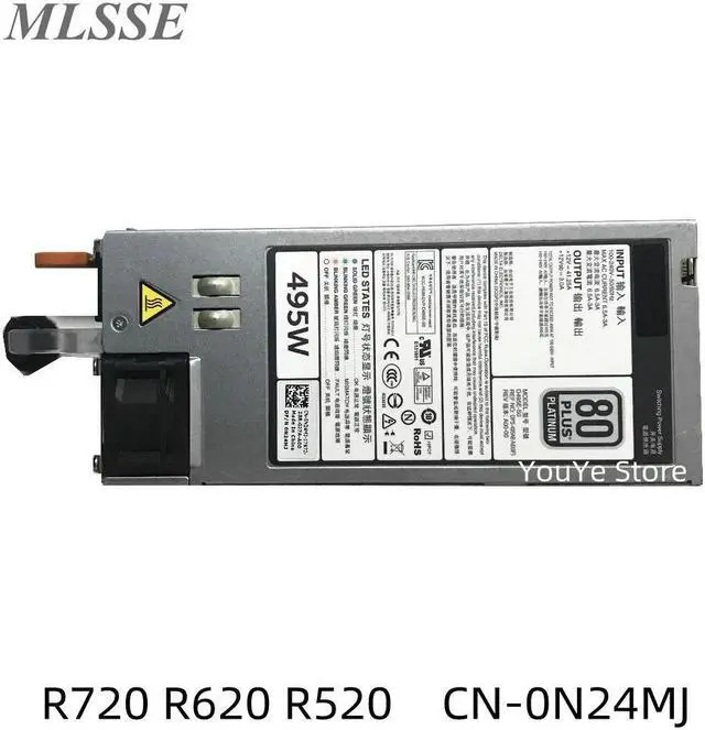 Main image of For R720 R620 R520 T620 T720 Server 750W Power Supply D495E-S0 N24MJ CN-0N24MJ 0N24MJ