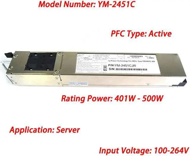 Main image of 450W Server PSU 450W Redundant Hot-Swap Power Supply YM-2451CJR  YM-2451C SSI Power R512 G2 Power