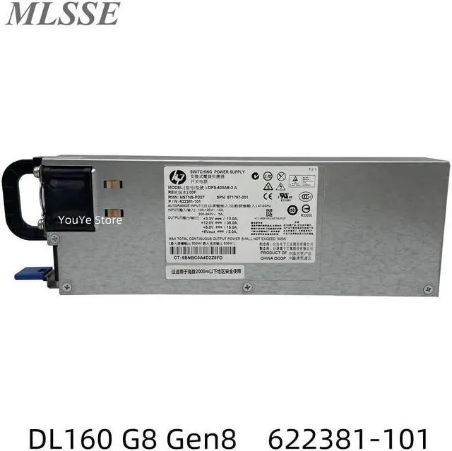 Main image of For DL160 G8 Gen8 500W Server Power Supply DPS-500AB-3 A 622381-101 671797-001 Full ping