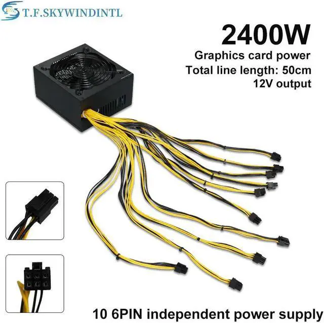 Main image of 2400W PC Power Supply For Mining Power Supply GPU ATX Miner PSU 2400W ASIC 10x6Pin High Efficiency Device For BTC Antminer S7 S9