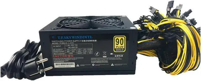 Main image of T.F.SKYWINDINTL 2000W ATX 12V ETH Coin Mining Miner Power Supply PC Power Supply 8 Graphics Cards Bitcoin Miner Riser PSU 2000W