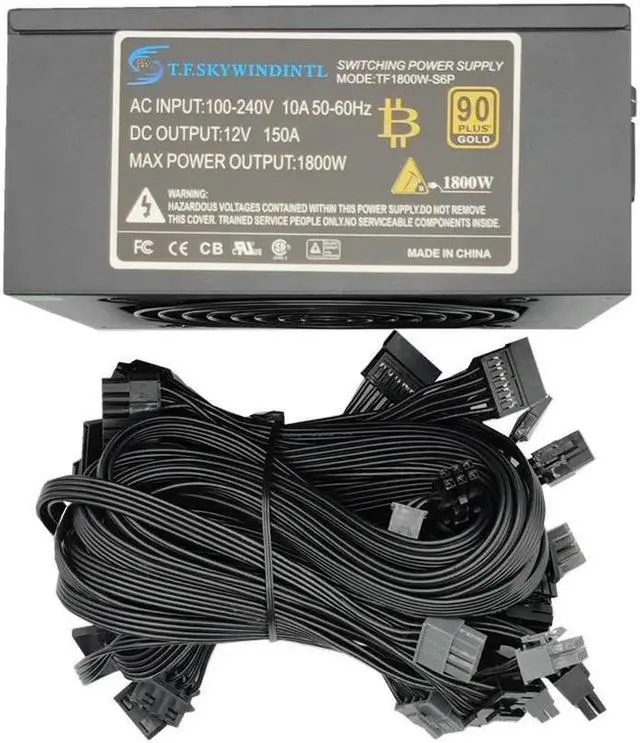 Main image of 1800W Rated Miner Power Supply 95% High Efficiency AC 90V-260V ATX Mining Power Source Support 6 CPU Card Dual CPU