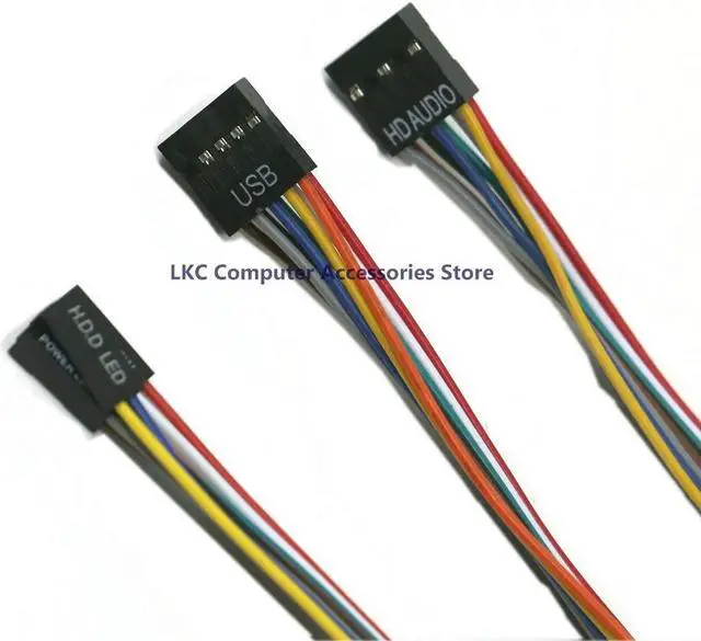 Alt view image 2 of 3 - for chassis mounted ordinary motherboard adapter cable three-piece USB audio switch indicator cable
