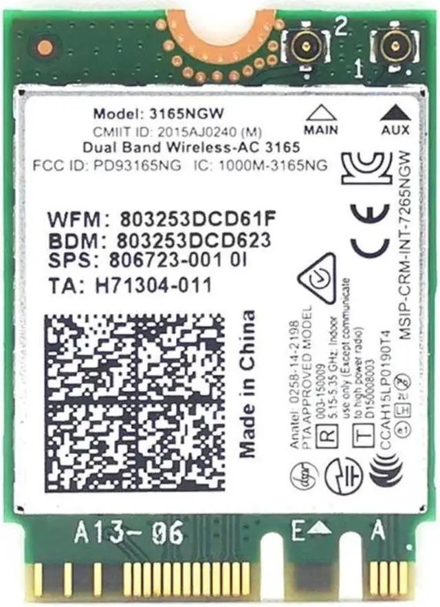 Main image of For Laptop K1KF WirelessAC 3165NGW Wifi Card Bluetooth4.0 Card Dual-Band 2.4G/5Ghz 802.11ac WiFi Network Adapter 3165 NGW