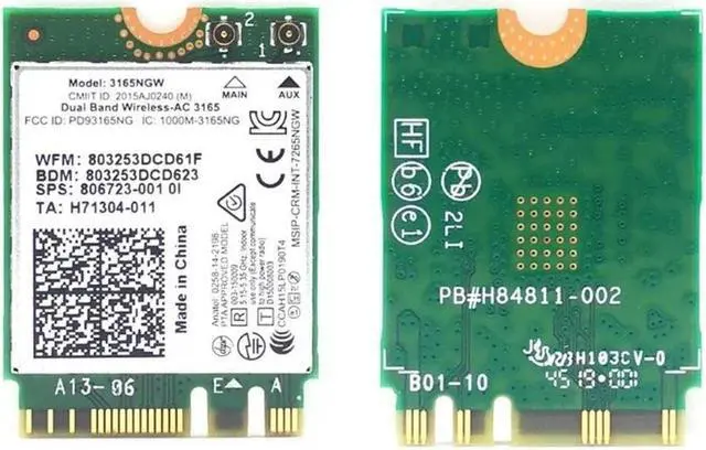 Alt view image 4 of 4 - For Laptop K1KF WirelessAC 3165NGW Wifi Card Bluetooth4.0 Card Dual-Band 2.4G/5Ghz 802.11ac WiFi Network Adapter 3165 NGW