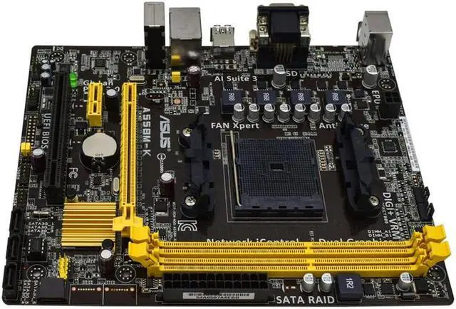 Alt view image 7 of 7 - A55BM-K Motherboard Socket FM2+ DDR3 32GB 2133MHz A55 Chipset PCI-E3.0 Support A10/A8/A6/A4 Processor DVI Micro ATX