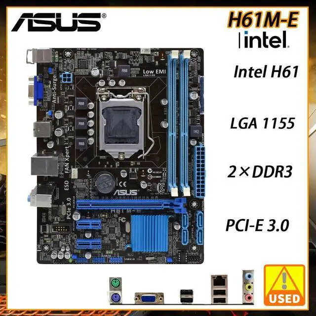 Alt view image 5 of 7 - H61M-E LGA 1155 Motherboard 2xDDR3 H61 Support Core i7 3770T Processor Micro ATX 16G VGA USB2.0 SATA2 PCI-E 3.0
