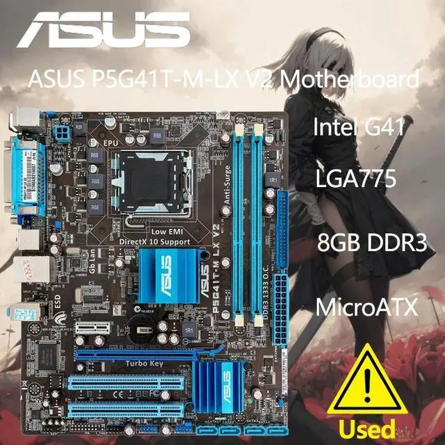 Main image of P5G41T-M-LX V2 Motherboard G41 LGA 775 Micro ATX VGA DDR3 1333 8GB SATA2 IDE USB2.0